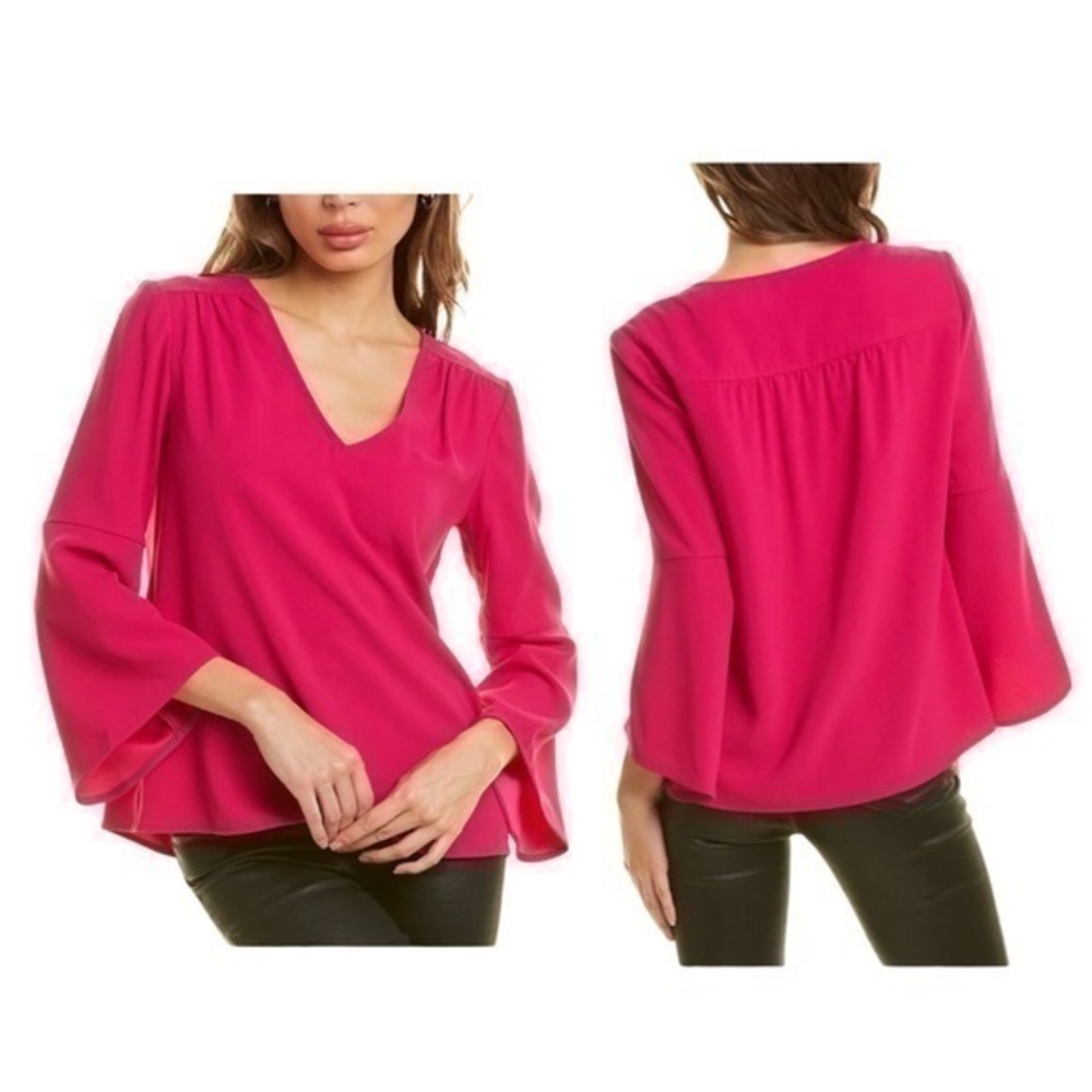 NWT Trina Turk Enamel Magenta Bell Sleeve Blouse